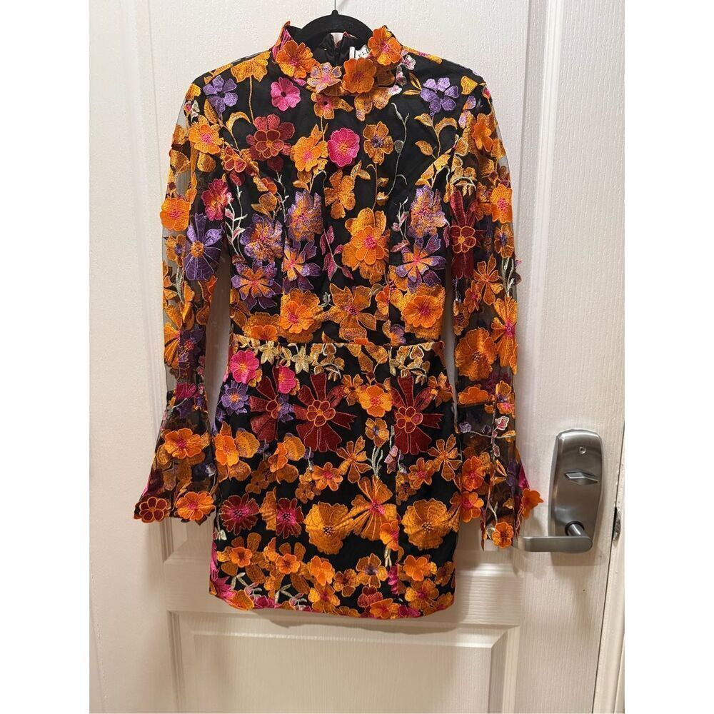 Elliatt Alessandra Floral Mini Dress In Orange Cocktail Wedding Guest size S NWT - Picture 6 of 6
